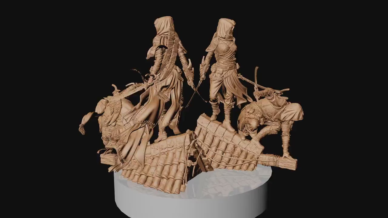 Artemesia and Nasir Statue, Assassin, Ernest Nemirovsky| Dungeons and Dragons | Pathfinder | Table Top RPG | 3D Printed Model