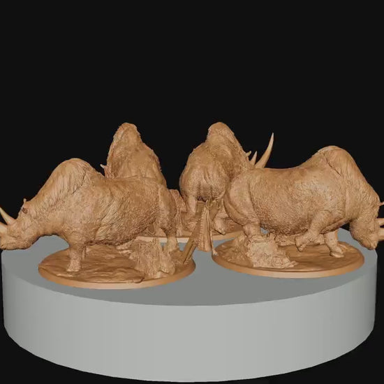 Wild Rhinos, Rescale Miniatures | Dungeons and Dragons | Pathfinder | Table Top RPG | 3D Printed Model